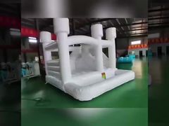 Château gonflable blanc commercial avec toboggan en PVC 0,55 mm