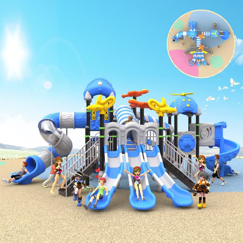 Équipement de terrain de jeu commercial en plastique pour 10 personnes ISO9001 Équipement de parc commercial coloré