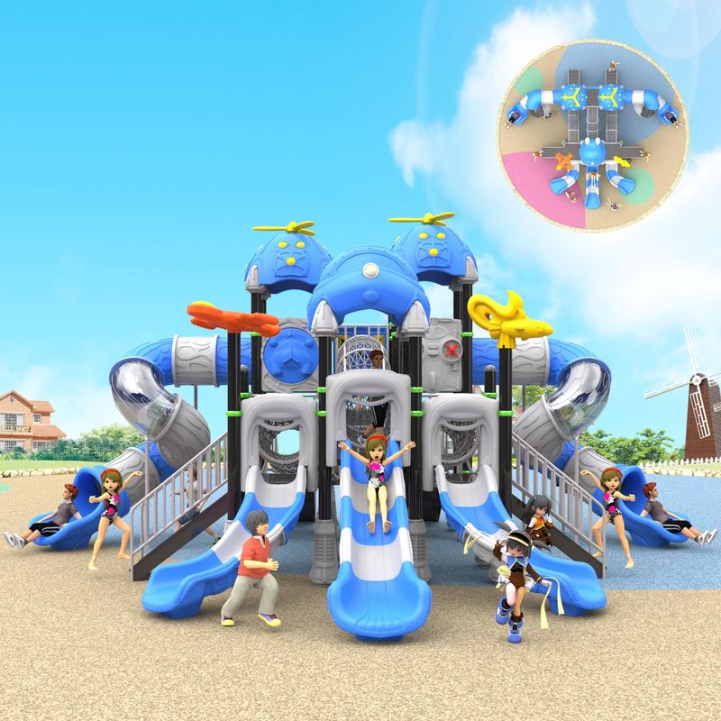 Équipement de terrain de jeu commercial en plastique pour 10 personnes ISO9001 Équipement de parc commercial coloré