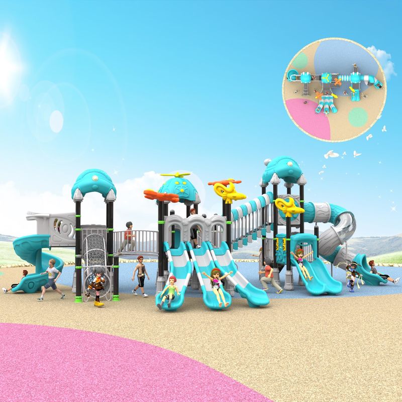 Équipement de terrain de jeu commercial en plastique pour 10 personnes ISO9001 Équipement de parc commercial coloré