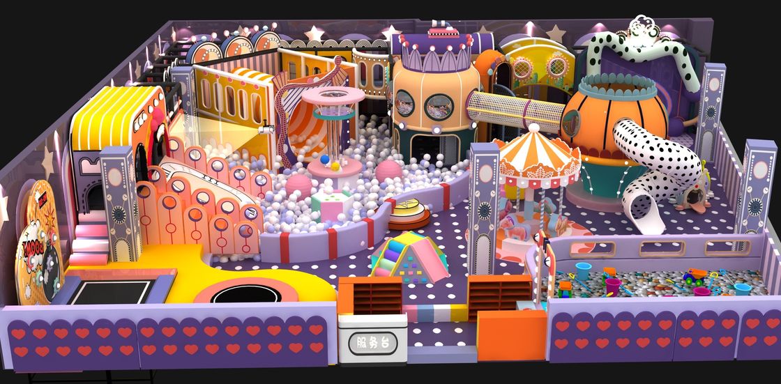 Équipement de jeux pour les enfants, terrain de jeux commerciaux pour enfants avec château et toboggan