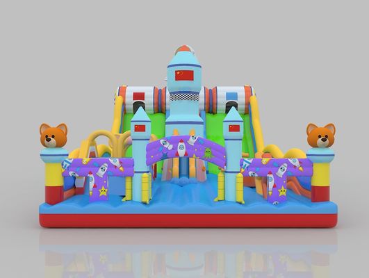 Château de saut commercial en PVC avec toboggan 6m 7m Charmante maison de saut avec toboggan pour adultes