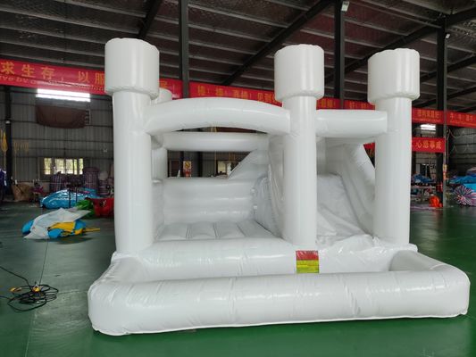 Commercial White Inflatable Bouncer Castle with Slide 0.55mmPVC